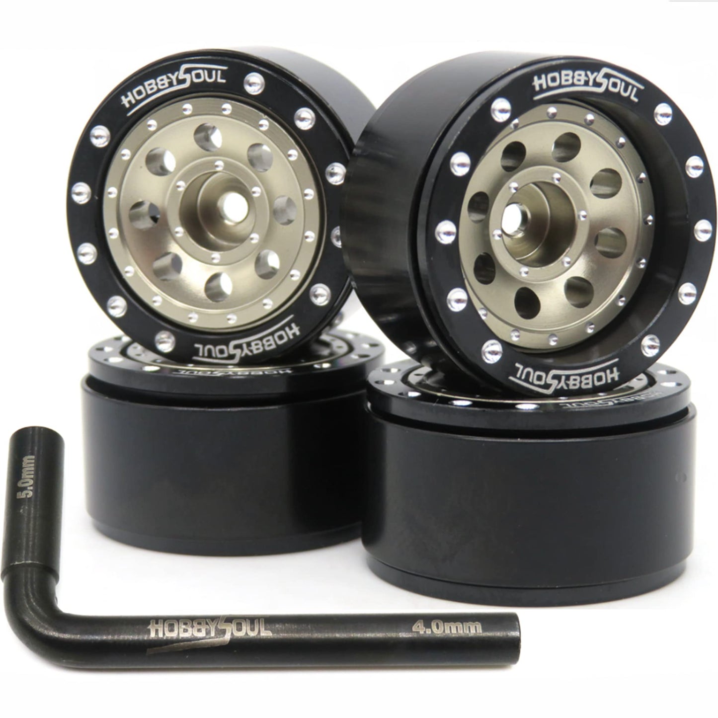 Hobbysoul Adjustable Offset 1.0 Beadlock Wheels, Heavy 1.0 Rc Wheels Weight 21G/Rim For 1/18 Traxxas Trx4M & 1/24 Axial Scx24 90