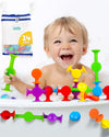 Bunmo Suction Bath Toys 24Pcs | Connect, Build, Create | No Mold Bath Toy | Hours Of Fun & Creativity | Stimulating & Addictive Sensory Suction Toy | No Hole Bath Toy | Mold Free Bath Toys