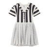 Beetlejuice Toddler Girls Drop Shoulder Cosplay Tulle Dress Black/White Stripes 2T