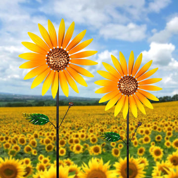 2 Packs Wind Spinners Outdoor, Sunflower Decor Windmill For Yard, Pinwheels, Wind Spinners For Yard Garden, Outdoor Metal Wind S