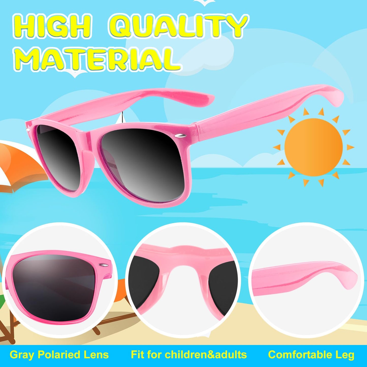 Astaron 12 Pack Party Novelty Sunglasses Bulk Neon Party Favors For Beach Wedding Party Pool Party Supplies, Pink