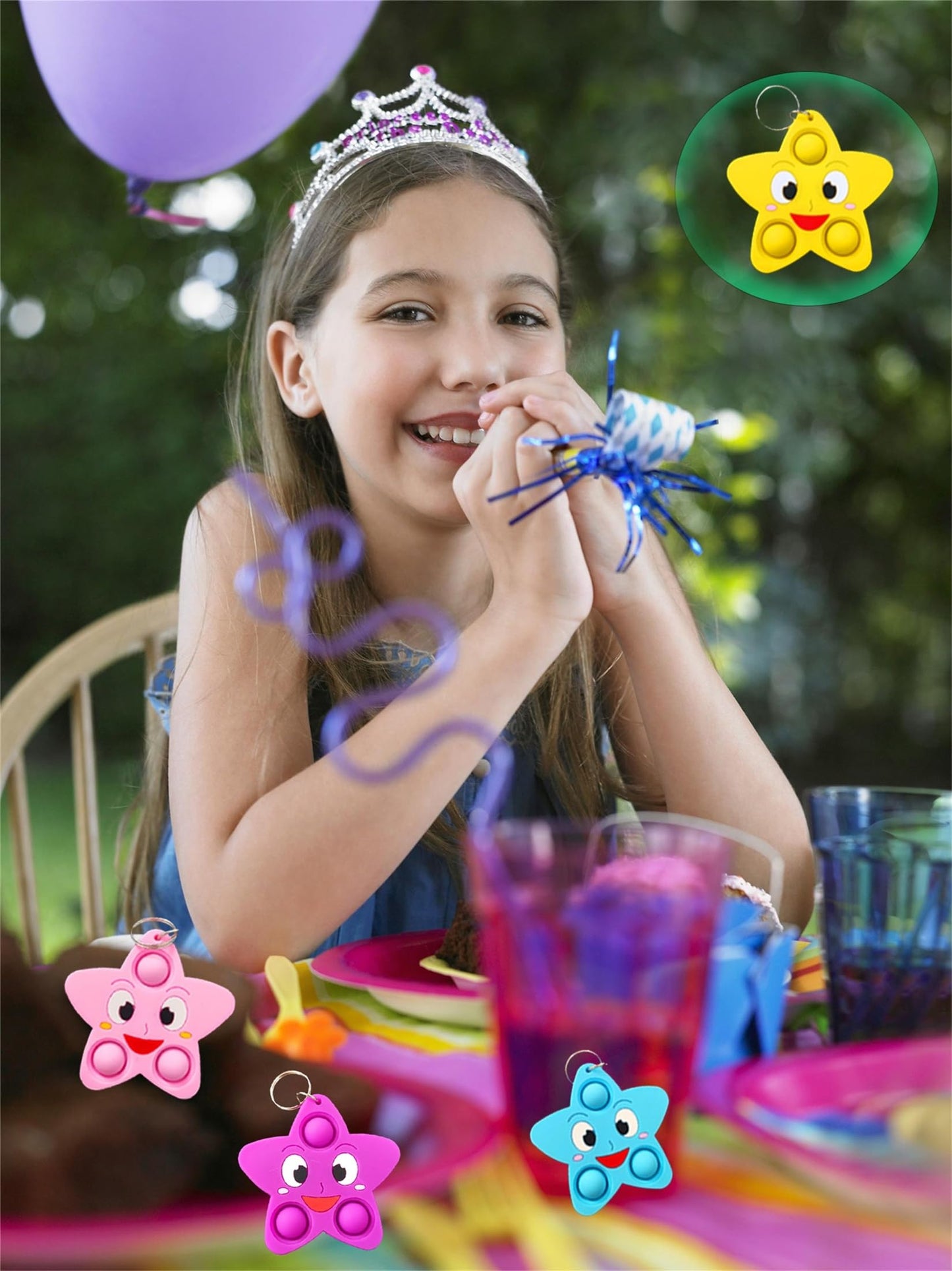 mypush popo 24 Packs Wish Sky Stars Students Christmas Gifts Bulk Rainbow Fidgets Gifts, Mini Pop Holiday Classroom Prize Party