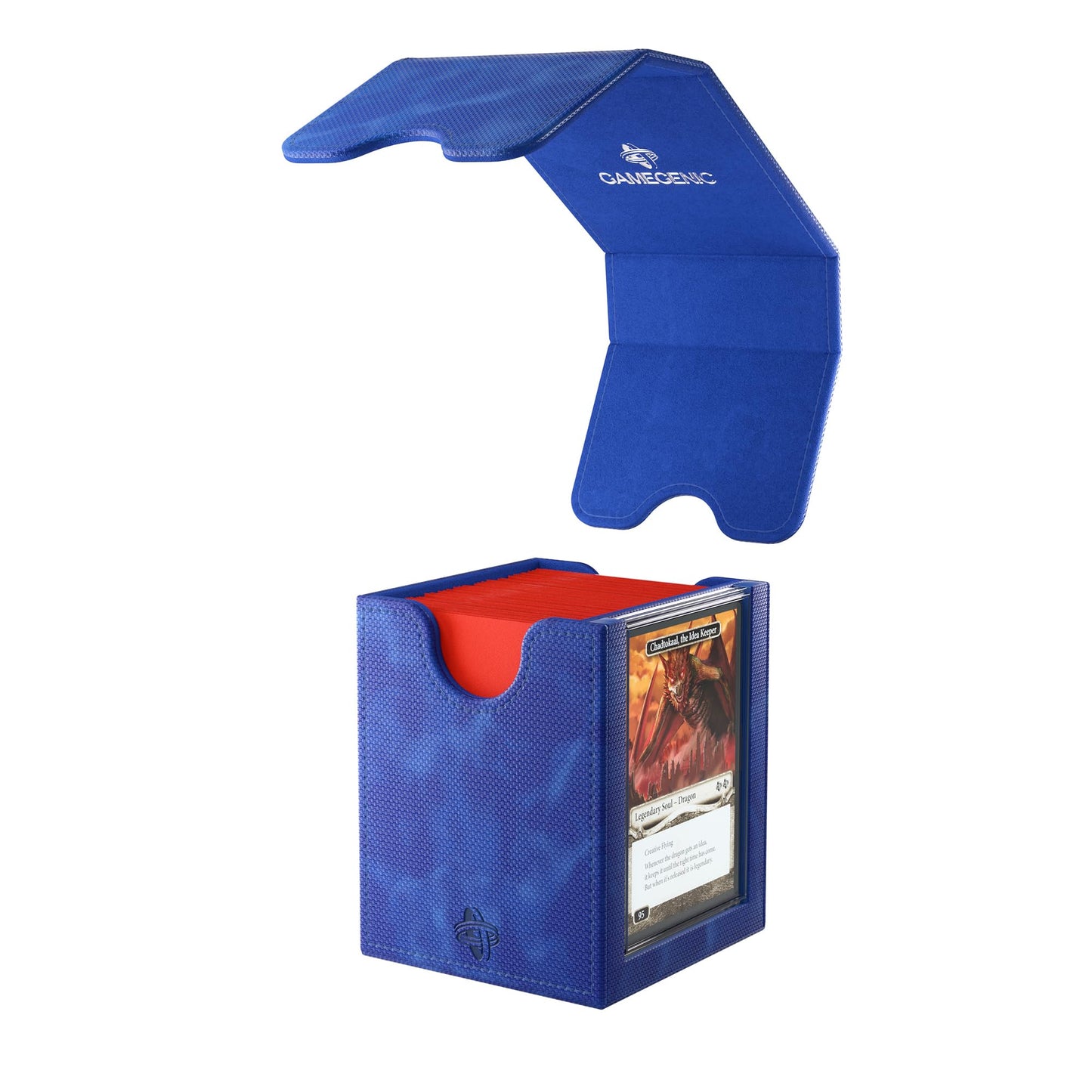 Gamegenic Squire Plus 100+ Xl Convertible Deck Box - Holds 100 Double-Sleeved Cards! Premium Commander Card Case, Detachable Slide Card Case, Armorfyber Surface, Blue Color, Made By Gamegenic