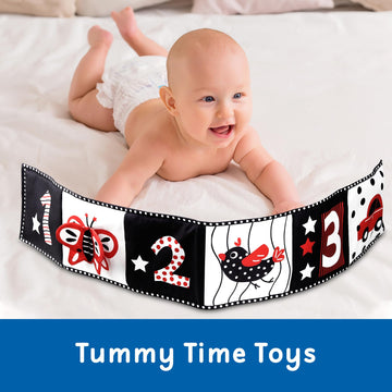 Jatlnnpola Black And White High Contrast Baby Toys - Newborn Toys 0 3 Months Brain Development - Soft Crinkle Books Tummy Time T