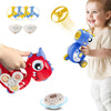 iPlay, iLearn Kids Dinosaur Flying Disc Launcher Toys, Toddler Push Go Friction Dinos Cars, Indoor Outdoor Spinning Top Yard Pla