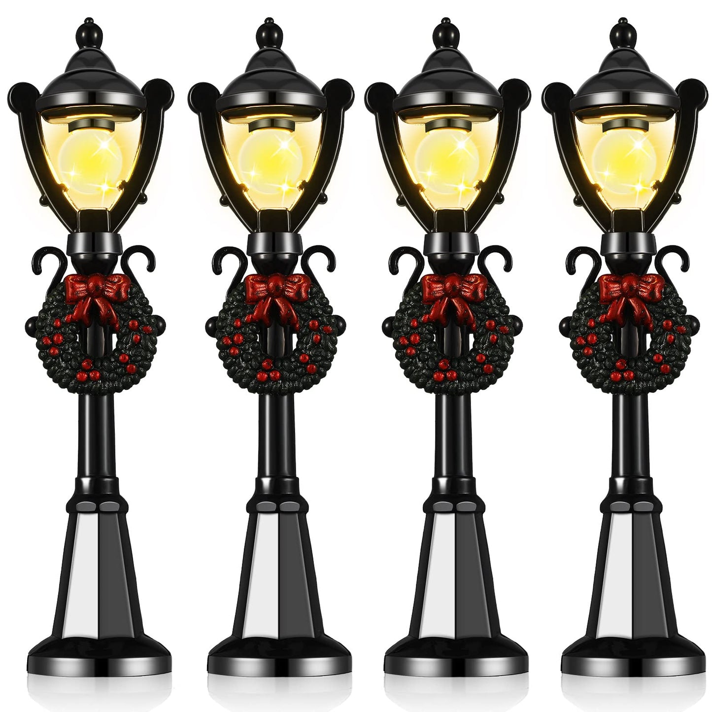 Bow Street Lamp Accessories - 8Pc Miniature Train Lanterns & Fairy Lights For Dollhouse Diy Village Pathway