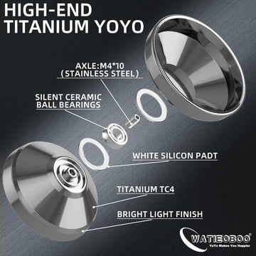 Watieoboo Professional Titanium Yoyo Unresponsive Yoyo For Adults Kids, Competition Yoyo For Advanced Players With 10 Yo-Yo Stri