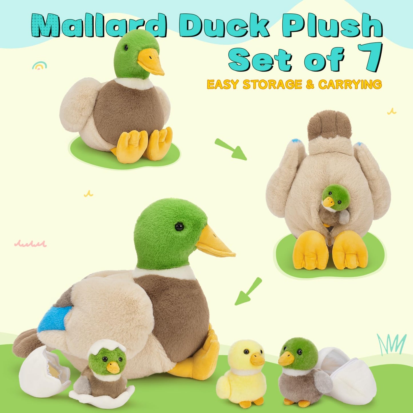 Maogolan Stuffed Duck Plush 16'' Large Stuffed Animal For Kids, Toddlers, Infant Nursery Item Mother'S Day Baby Shower Party Fav