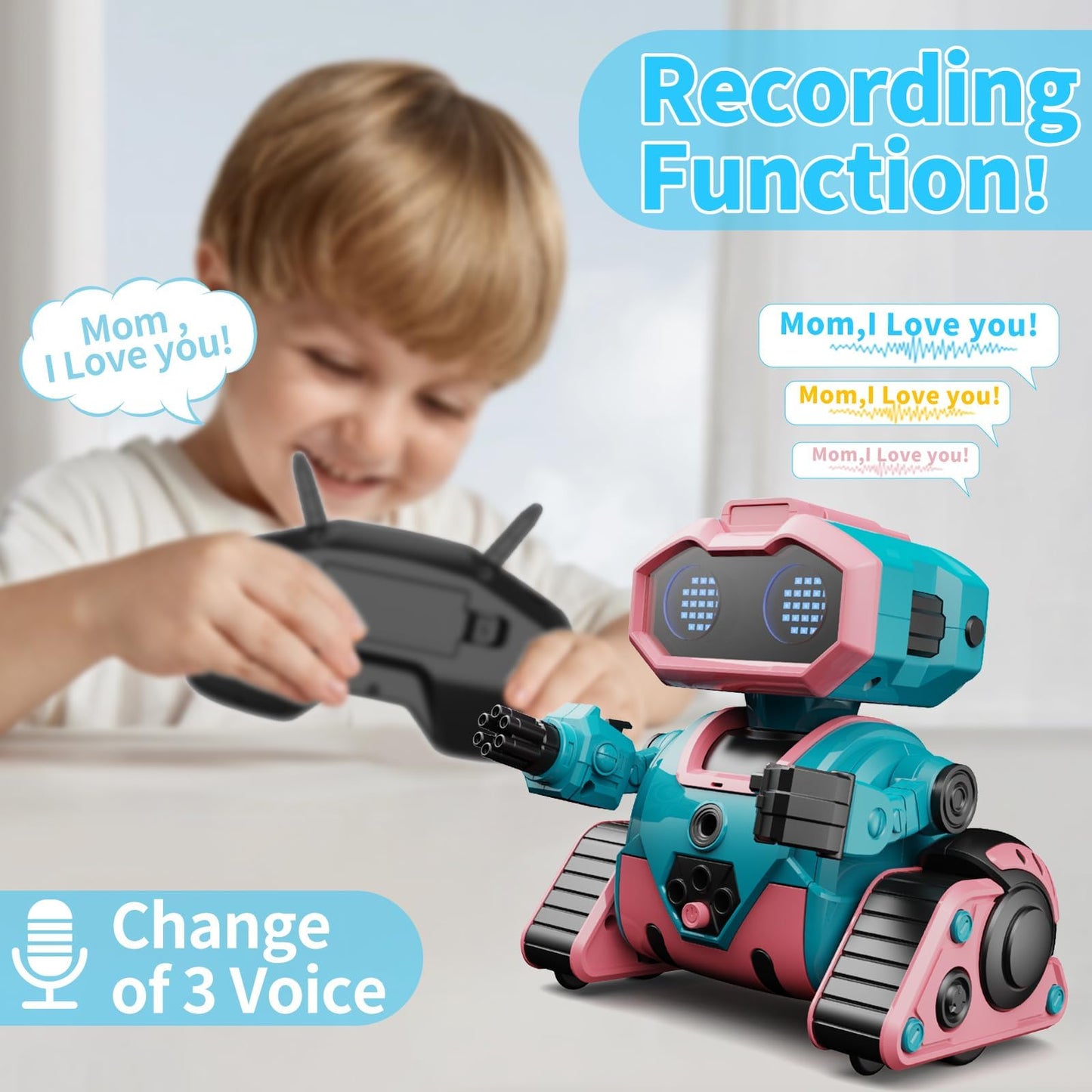 Dwirctoys Robot Toys For Boys Girls,Rechargeable Rc Robot For Kids With Programmable,Auto-Demonstration,Dance Moves,Music, Led E