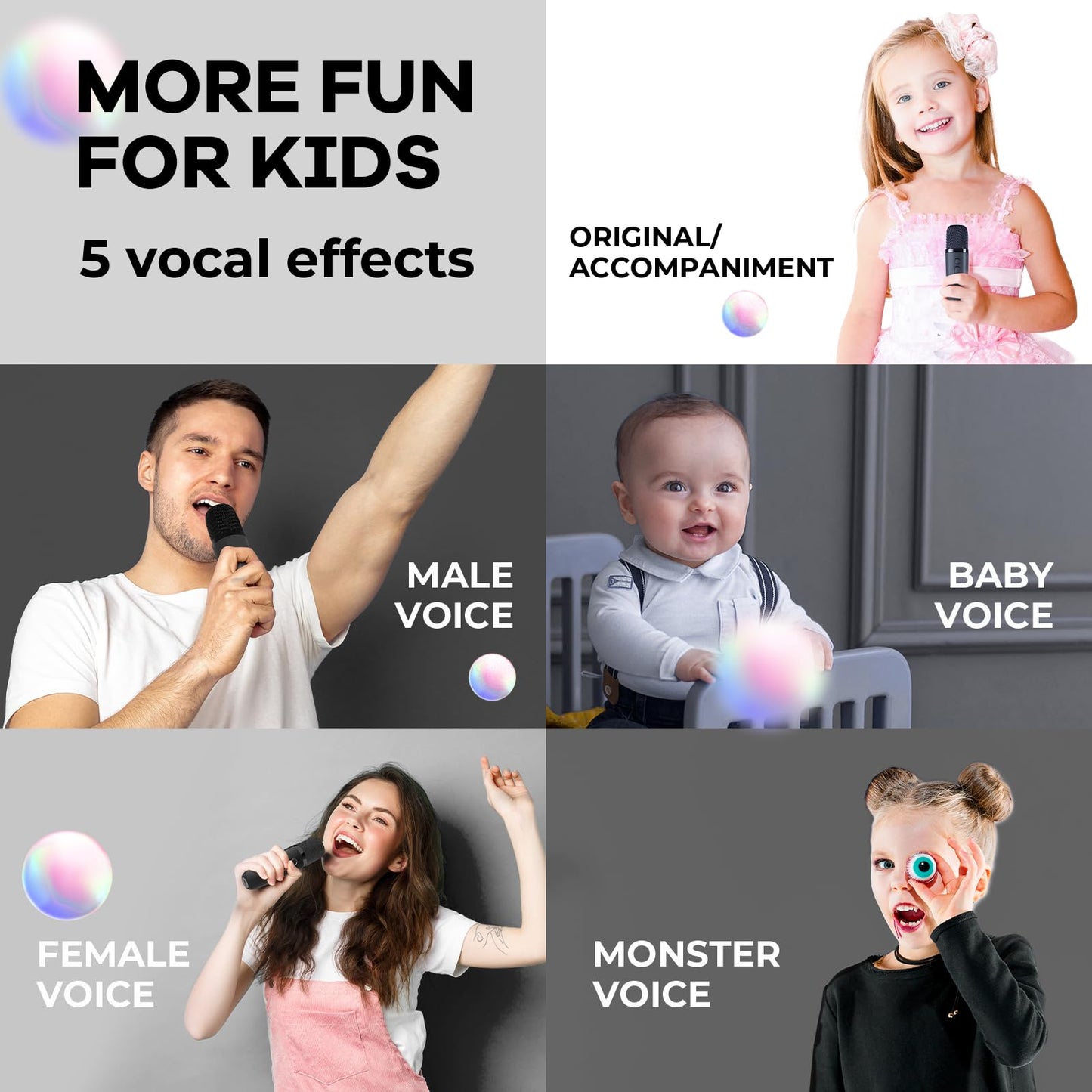Yll Mini Karaoke Machine For Kids, Portable Bluetooth Speaker With Wireless Microphone, Easter Birthday Toys Gifts For Boys 3 4 5 6 7 8 9 10 11 12 + Years Old Party Family School Home (Black 1 Mic)