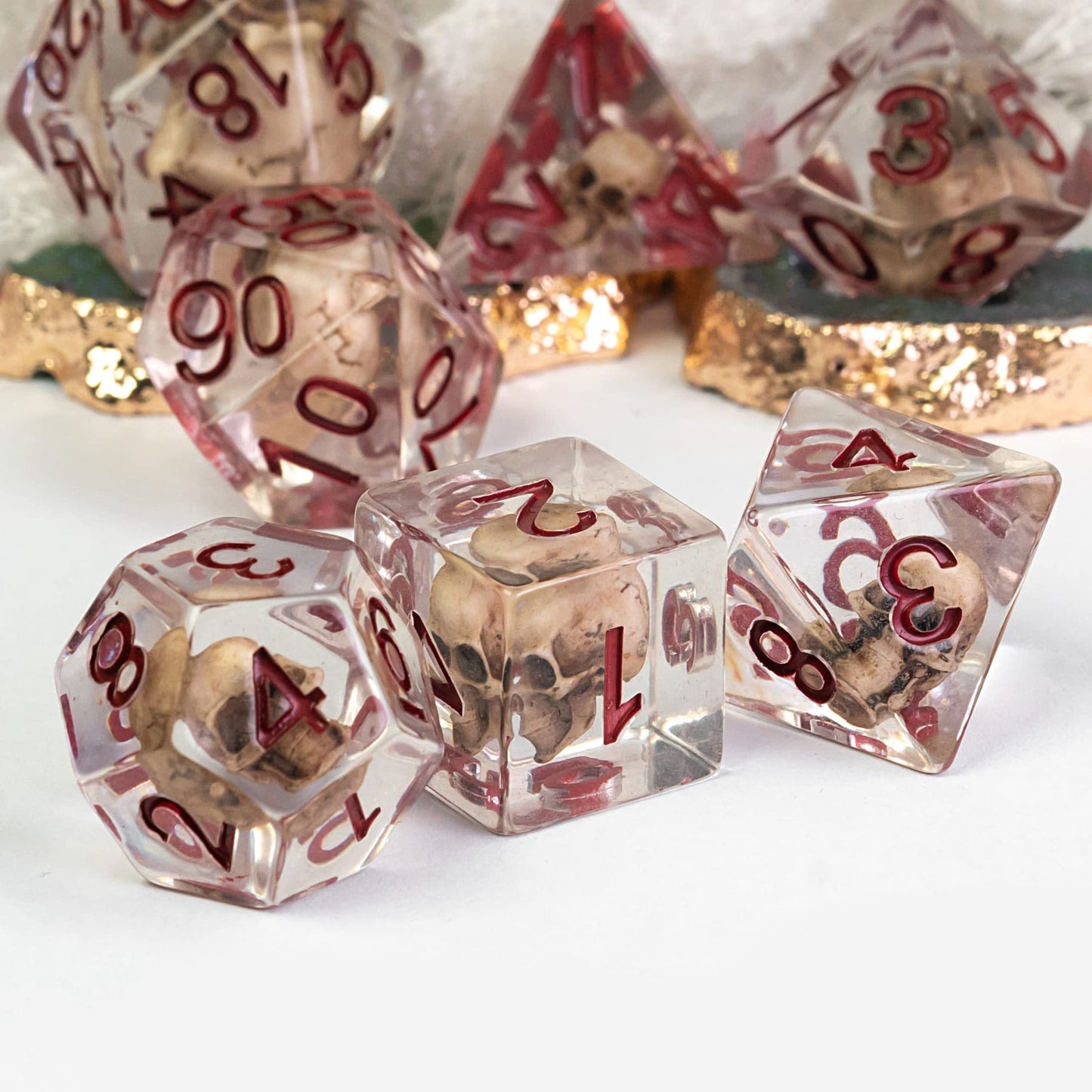 Udixi Skull Dnd Dice Set, Resin D And D Dice Set Skull Dice Set D&D For Rpg Dungeons And Dragons And Other Tabletop Games