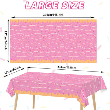 3Pcs Donut Themed Birthday Party Decorations Donut Themed Party Plastic Table Cover Girls Birthday Party Supplies Rectangular Tablecloth 108 * 54Inch Disposable Plastic Goods Decor Home Party Decor