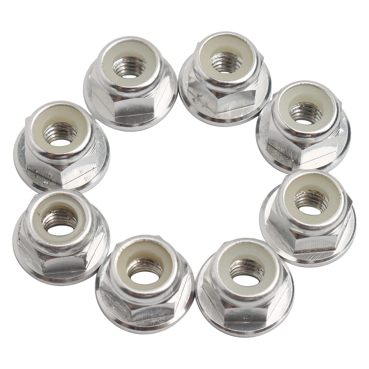 GDOOL 8PCS Flange M4 Lock Nuts Serrated Nylon Self-Tightening Aluminum M4 Wheel Hardware for Axial HPI TLR ECX Model RC Car Vehi