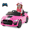 Costzon Ride on Car 12V Licensed Ford Mustang Shelby GT500 Kids' Electric Vehicles w/Remote Control USB Port Radio Music Player High Low Speed & Soft Start Racing Kids Car for Toddlers (Pink)
