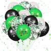 16 Pcs Green Black Confetti Latex Decoration Balloons, 12 Inch Green White Black Happy Birthday Party Balloons For Green Black Jungle Safari Themed Birthday Soccer Football Graduation Party Supplies