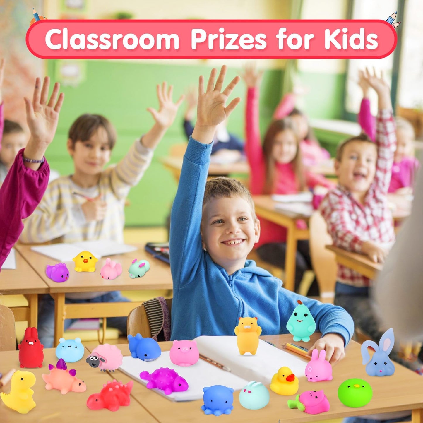 FLY2SKY 45Pcs Mochi Squishy Toys Mini Squishies Kawaii Animal Squishies Party Favors for Kids Cat Panda Unicorn Squishy Novelty Stress Relief Toys Birthday Gifts Goody Bags Class Prizes Pinata Fillers