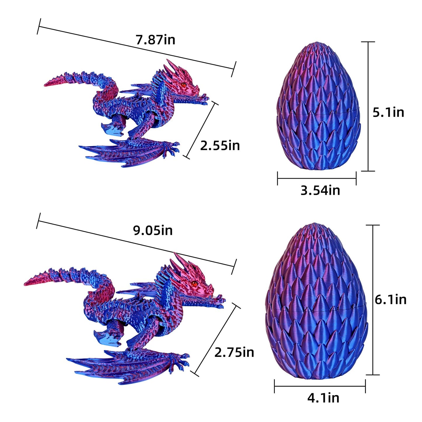 Jefuzh 3D Printed Dragon,Flying Mystery Egg Articulated Dragon,3D Printed Crystal Dragon With Wings,3D Dragon Eggs With Dragon I