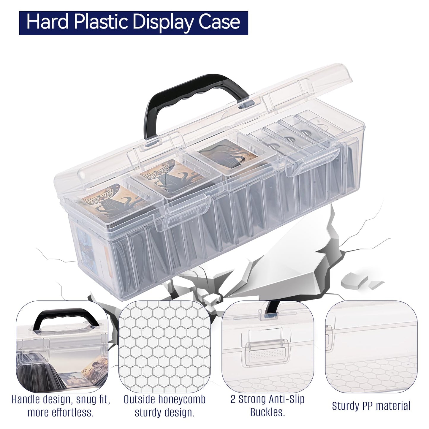 Jepisadi Trading Card Storage Box,With 18 Independent Baseball Card Box, Portable The Transparent Card Box Can Perfectly Display