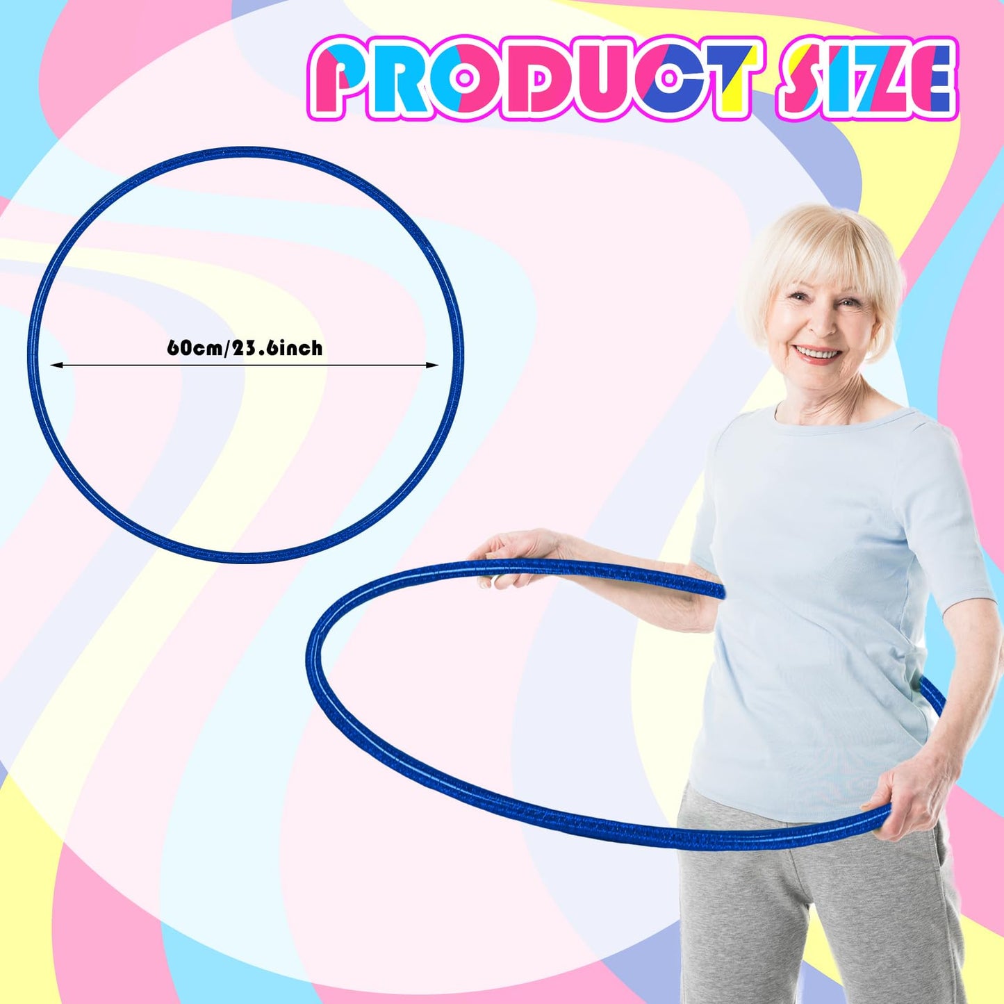 Syhood 6 Pcs Glitter Plastic Exercise Hoop Fitness Circles Fitness Hoop Exercise Rings for Party, Game, Sports, Pilates, Playing
