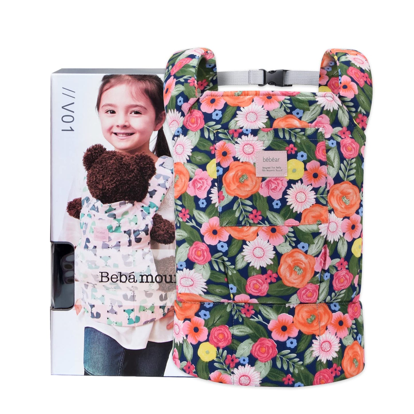Bebamour Doll Carrier Original Reborn Baby Doll Carrier For Doll Toys Doll Carrier For Girls And Boys (Red Flower)