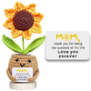 Gossby Gift for Mom - Positive Sunflower Doll Crochet with Card - Love You Forever - Mom Gift from Daughter Son Kid - Mothers Day Christmas Birthday Present Idea - Knitted Decor