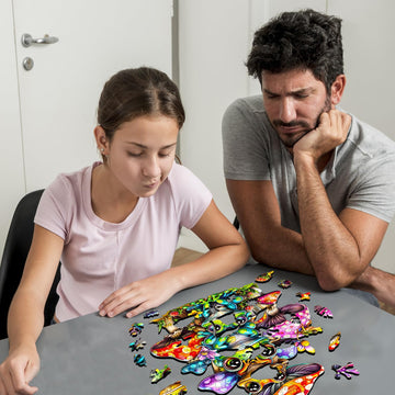 Jigfoxy Wooden Puzzle For Adults, Frog Family Wooden Jigsaw Puzzles For Adults, Unique Animal Shape Wood Cut Puzzles For Family Friend Puzzle Lovers(M-11.4 * 10.9In-190Pcs)