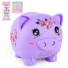 Piggy Bank Girls, Unbreakable Piggy Banks Large Money Coin Bank For Kids With Diy Stickers, For Birthday, Easter, Baby Shower, Purple