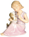 Stealstreet Me And My Buddy Girl In Pink Robe Sitting And Hugging Dog Figurine