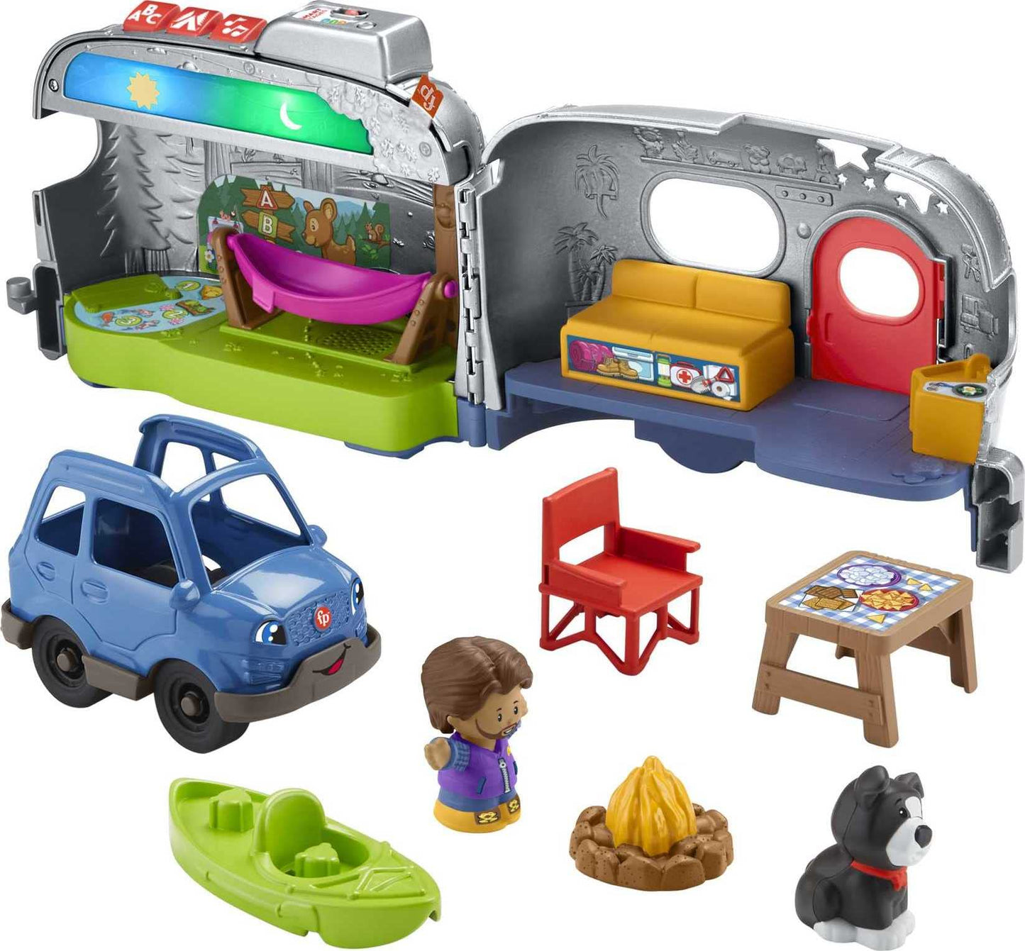 Fisher-Price Little People Toddler Toy Light-Up Learning Camper Playset With Smart Stages, Figures & Accessories For Pretend Pla