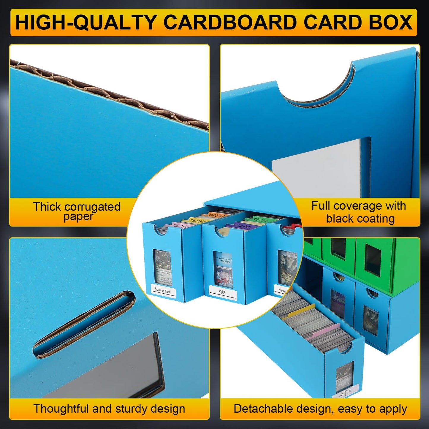 BILIPLE 15000+ Trading Card Storage Box for Commander Display, Colorful Card Deck Box Cardboard with 48 Dividers, Trading Card C