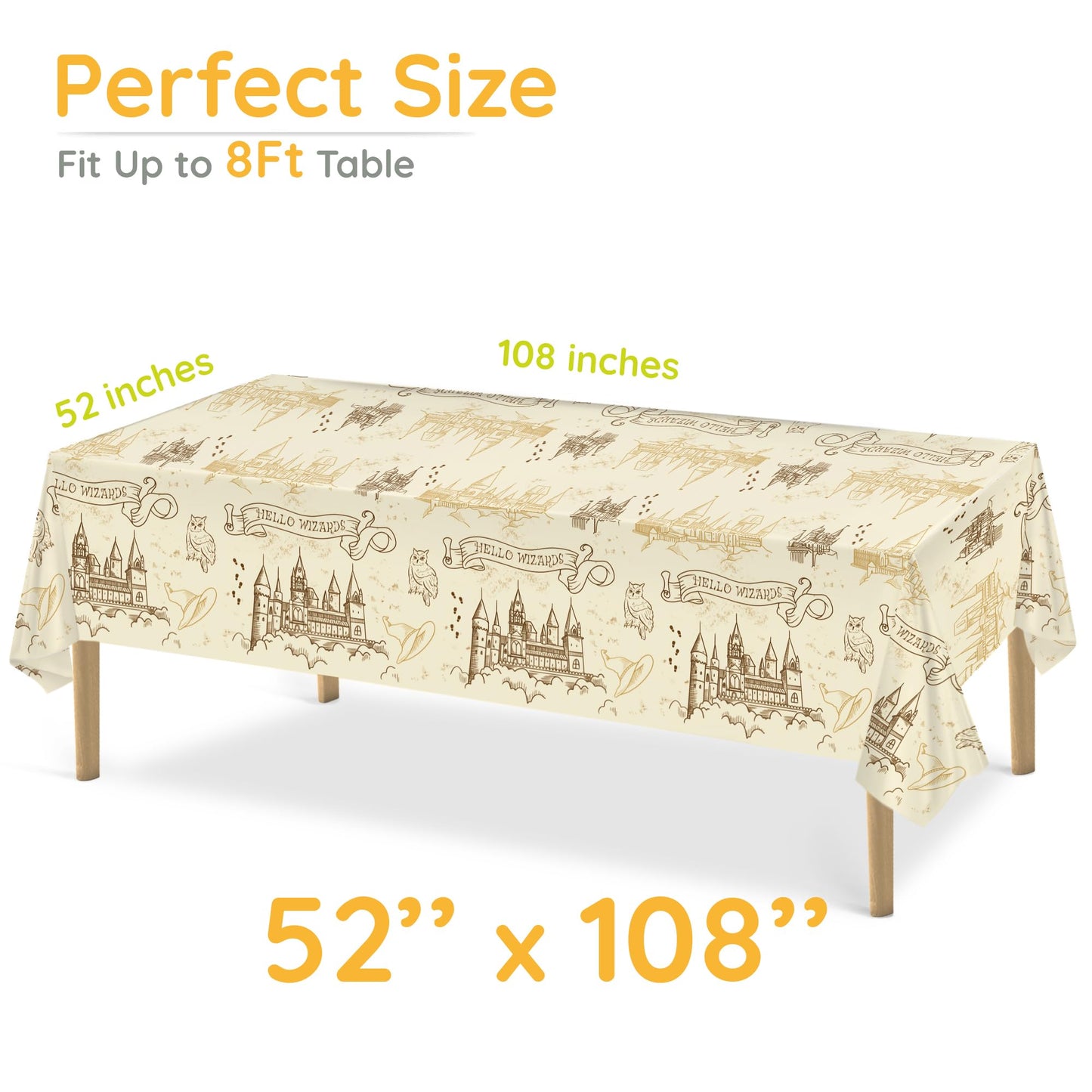 Vusnud 3 Packs - Wizard Tablecloth, Plastic Wizards Themed Halloween Table Covers, Disposable Magical Party Supplies, 52 X 108,