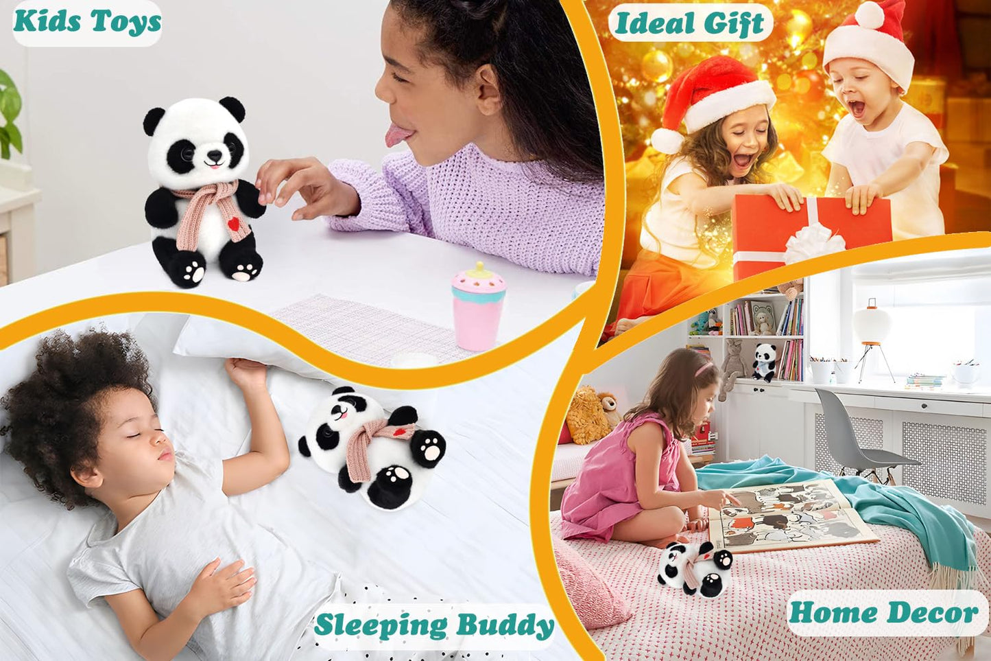 9.8'' Panda Dolls With Love Heart Scarf, Soft Stuffed Plush Animal Toys Plushies Birthday Gifts For Her/Girlfriend Lover Mom Kids (Pink)