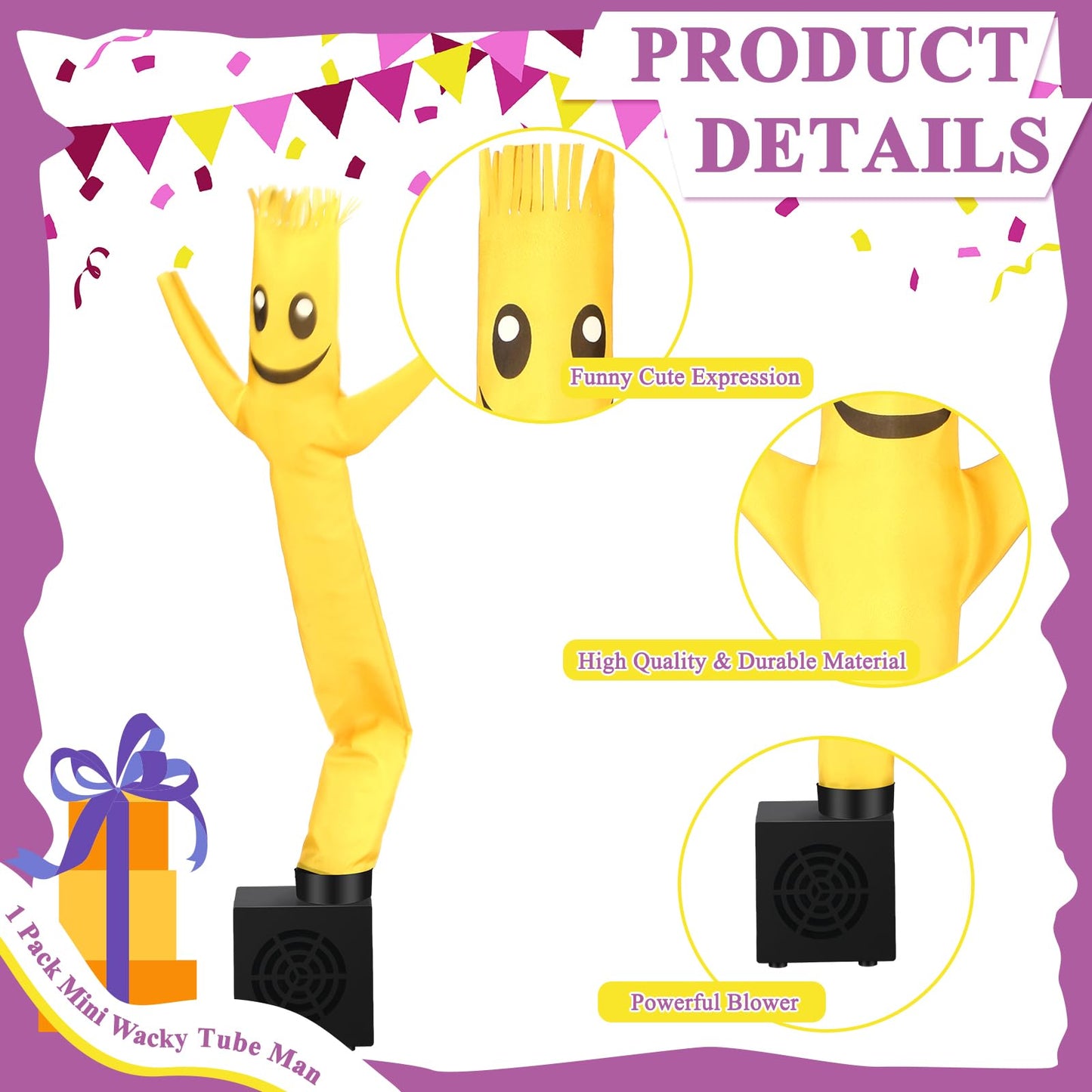 Poen Wacky Waving Inflatable Tube Guy For Kids Gag Gift Mini Inflatable Tube Man With Blower Birthday Desktop Office Pranks Danc
