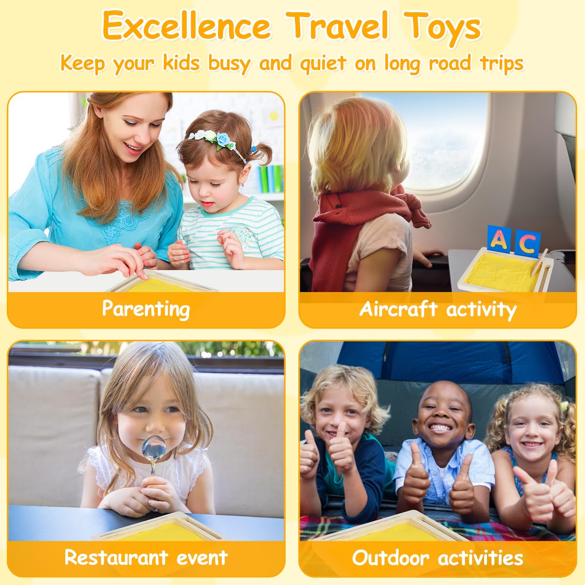 Montessori Sand Tray Toys Wooden, Sand Writing Trays for Kids, Wooden Sand Trays, Wooden Sand Tray Box, Montessori Sand Writing