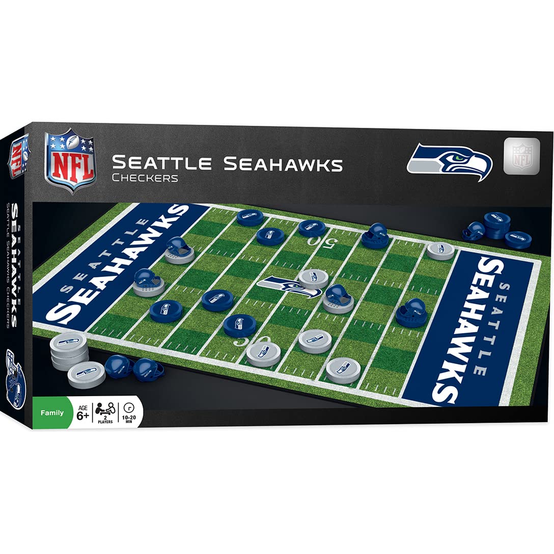Masterpieces Nfl Seattle Seahawks Checkers Board Game Set, For 2 Players, Ages 6+ , 13'' X 21''