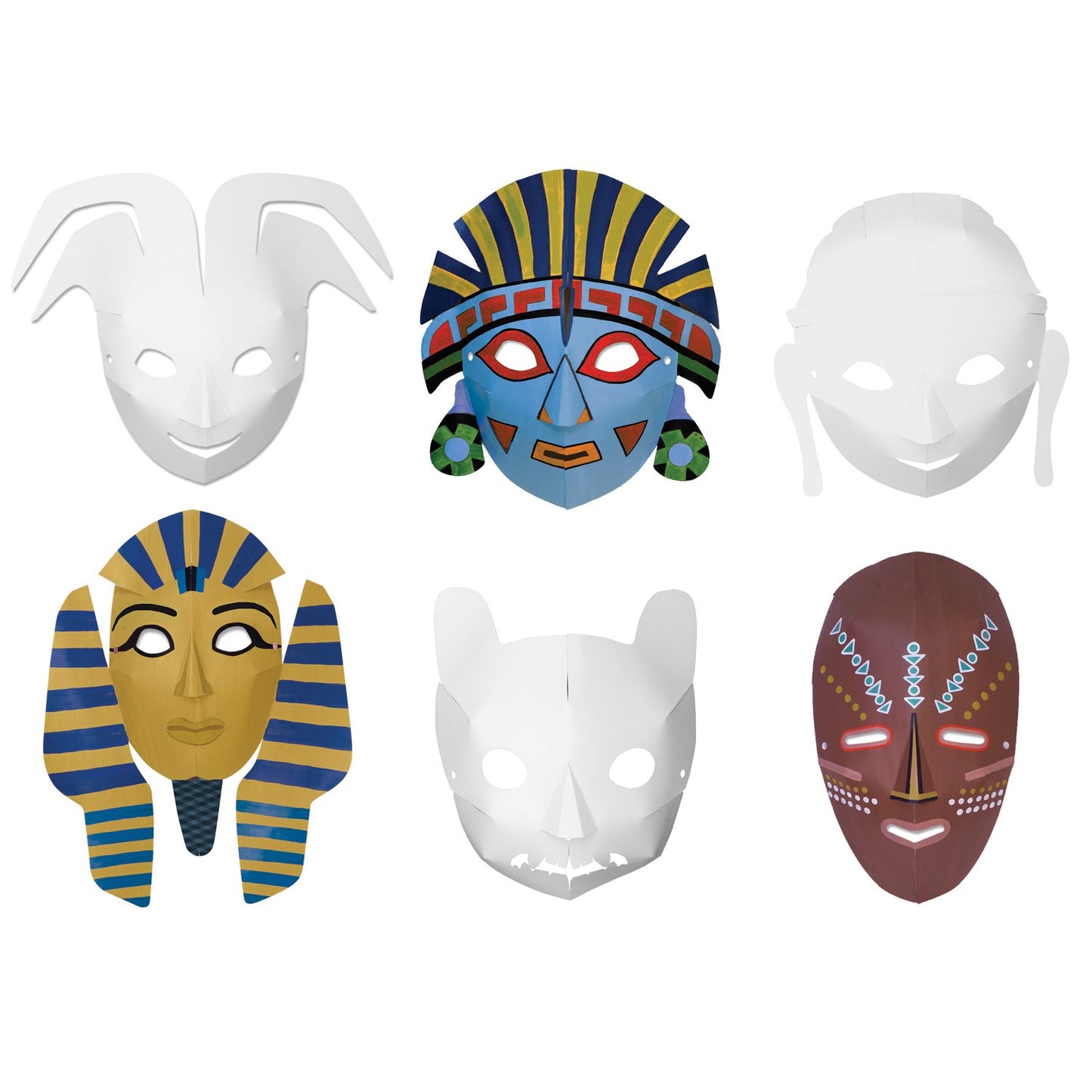 Creativity Street Multi-Cultural Dimensional Masks, Assorted Designs, 24 Pack (Ac4653)