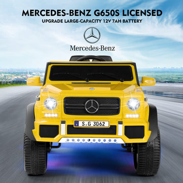 Fitnessclub Kids Ride On Car - Mercedes-Benz Maybach G650S, 12V, Yellow, 2 Motors, Remote Control, Large, Durable Polypropylene
