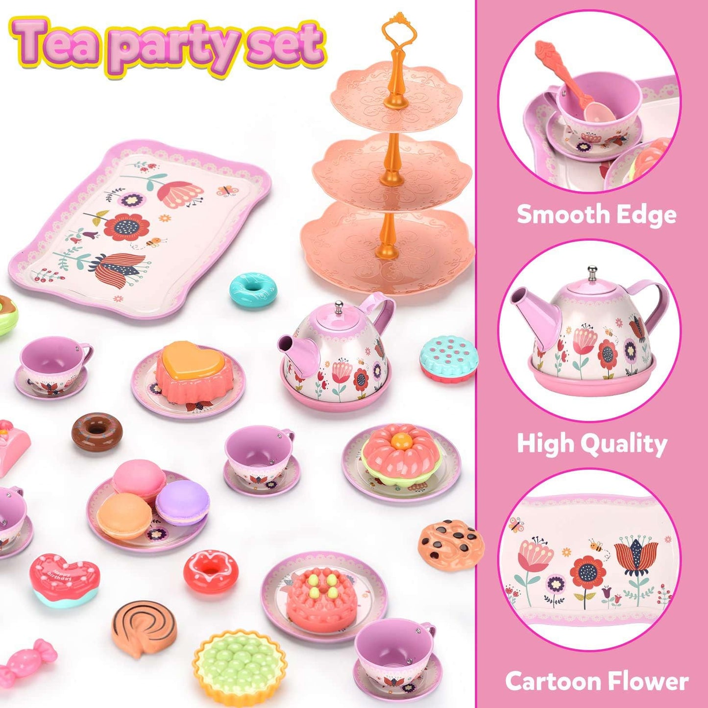 Lajeje Tea Set for Little Girls, Birthday Gift for Age 3 4 5 6 Year Old, Toddler Toys Tea Party Set for Little Girls, Princess K