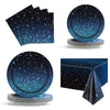 Starry Galaxy Party Supplies,Night Sky Party Tableware,Outer Space Theme Birthday Party Decoration Disposable Dinnerware Set Pap