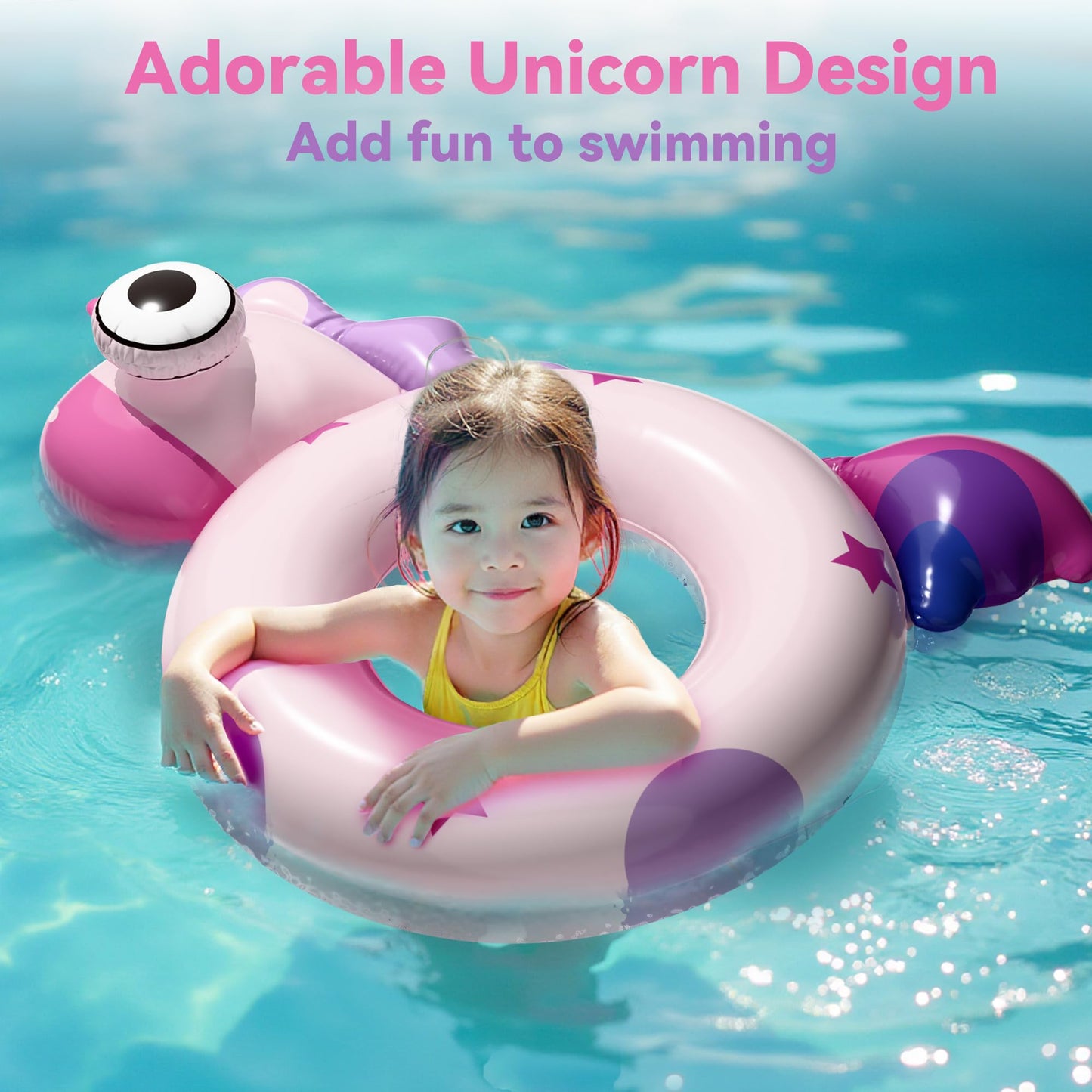 Pool Wave Kids Swim Ring Pool Floats, Girls Unicorn Inflatable Swimming Tube Floaties, Toddler Outdoor Water Floating Toy For Be