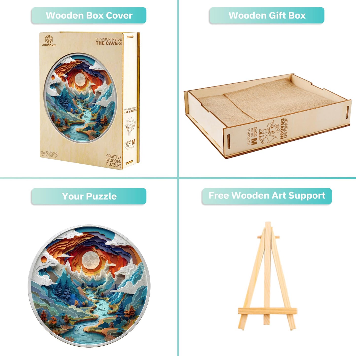 Jigfoxy Wooden Puzzle for mature-themeds 3D Visual Full Sun in The Mountains Wooden Jigsaw Puzzles for mature-themed Unique Animal Shape Wood Cut Puzzles for Friends Family (XL)