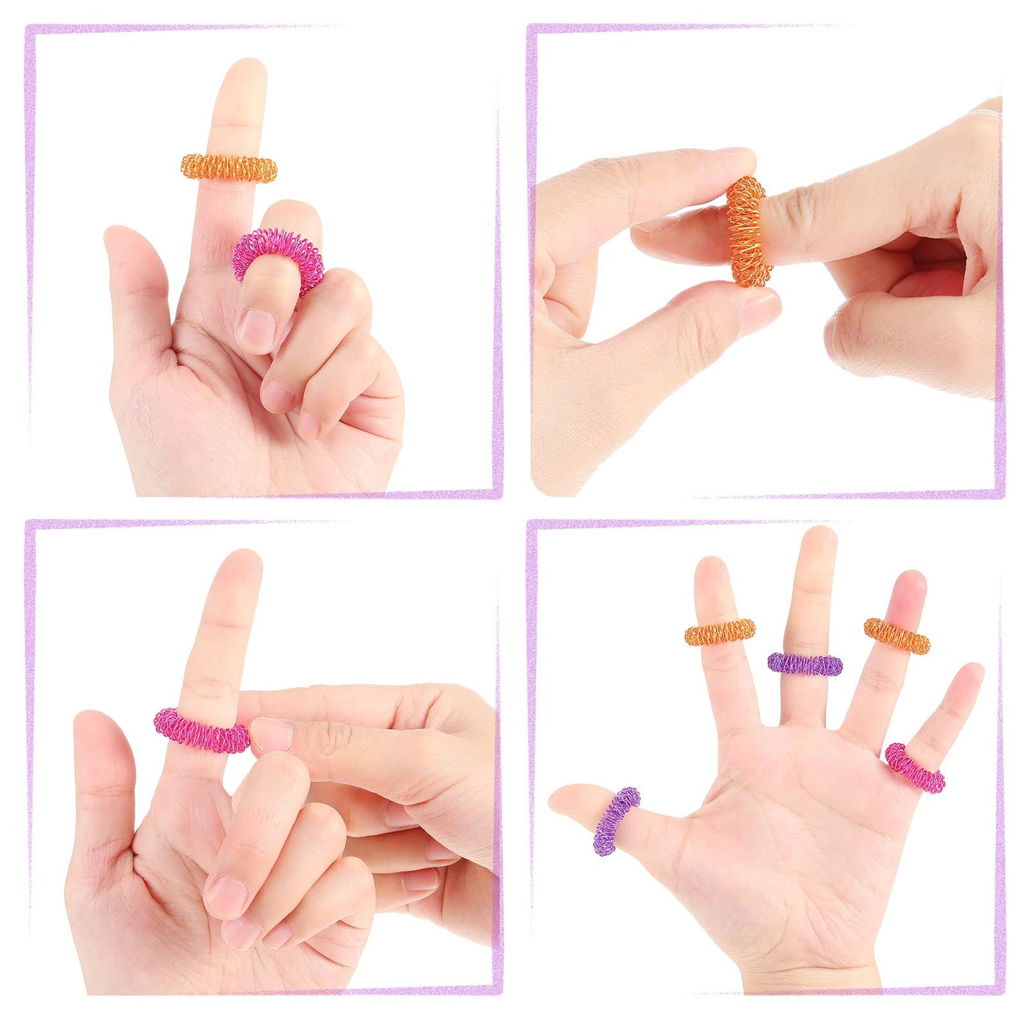 Blulu 30 Pieces Acupressure Rings Spiky Sensory Rings For Fingers Stress Relief Fidget Sensory Massager For Teens Adults (Pink,
