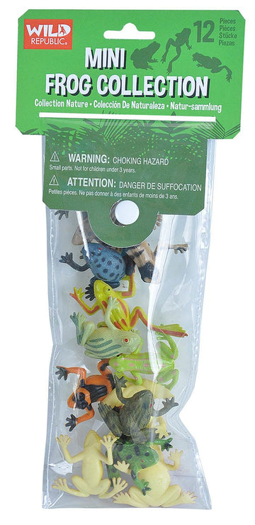 Wild Republic Frog Mini Polybag, Kids Gifts, Educational Toys, Reusable Bag, 12 Piece Set