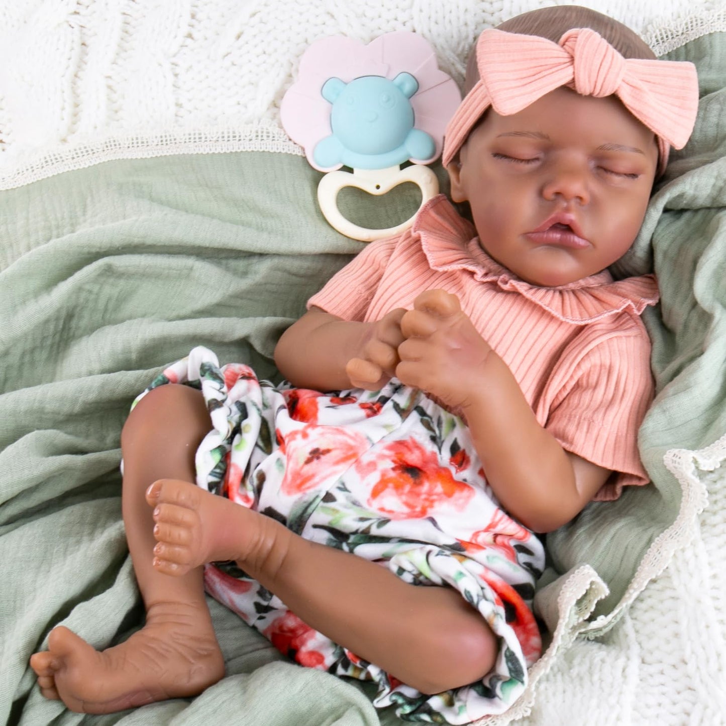 Aori Reborn Baby Dolls Clothes 20 inch Outfit Shirt and Floral Pants Set for 17-20 Inch Lifelike Reborn Girl Doll
