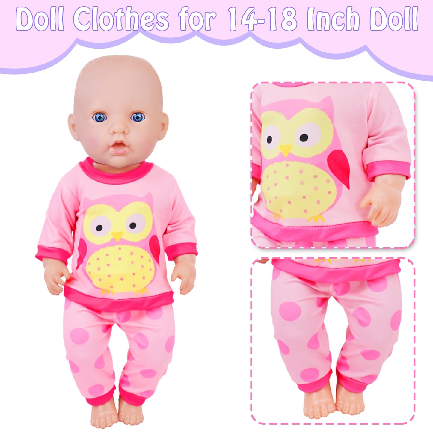 K.T. Fancy 5 Sets Baby Doll Clothes For 14-18 Inch Doll, Baby Doll Accessories For Reborn Doll, Gift For Kids' In Birthday, Children'S Day, Christmas