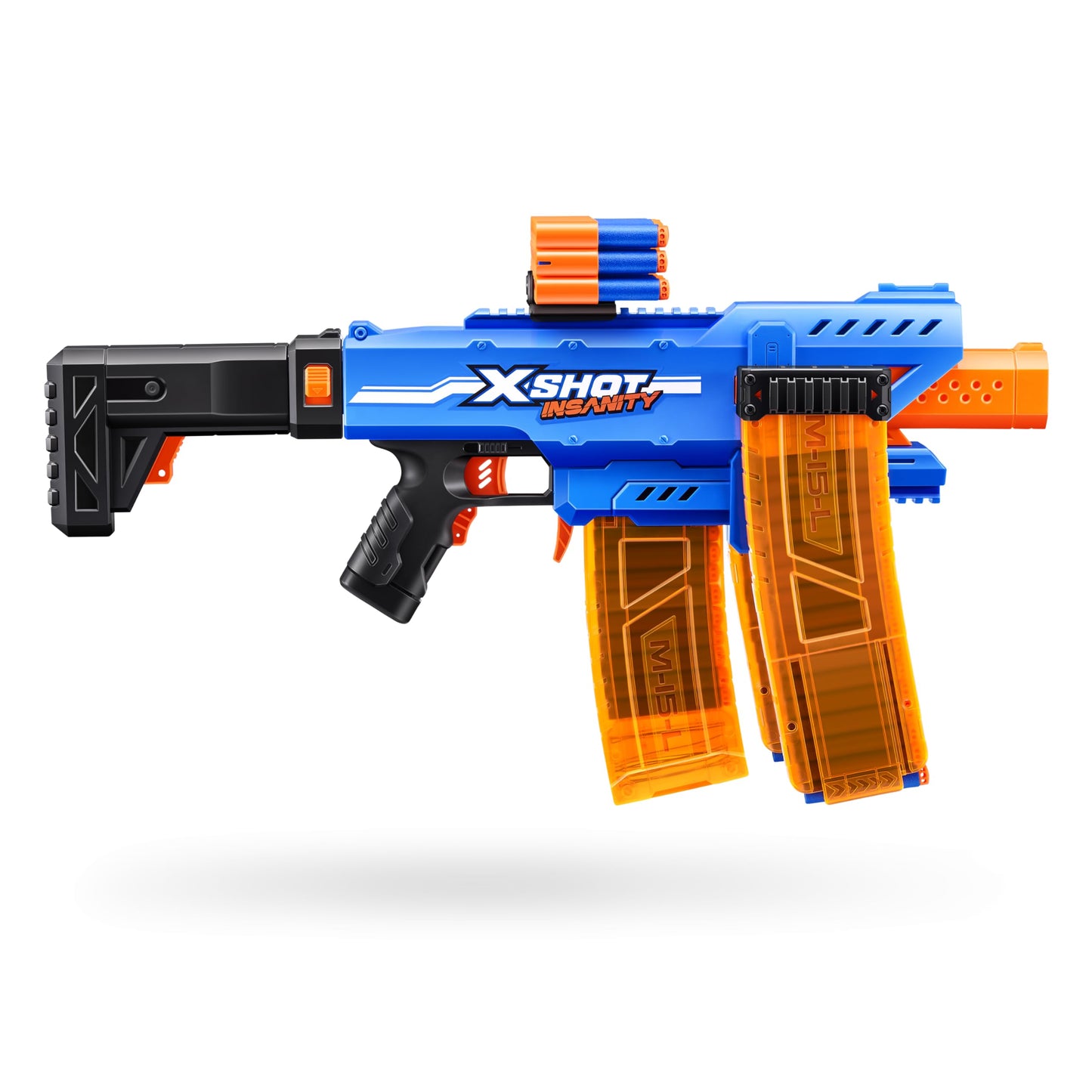 Xshot Insanity Motorized Clip Mania Dart Blaster With 48 Darts - Air Pocket Technology, Auto Feeding Belt, Tripod & Scope, Outdo