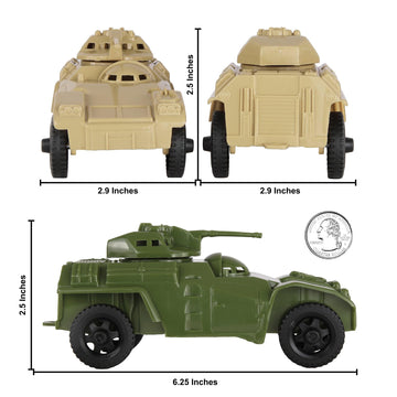 TimMee RECON PATROL Armored Cars OD Green & Tan Plastic Army Men Scout Vehicles