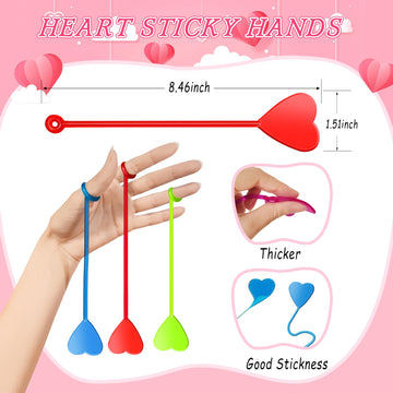 Valentines Sticky Hands Bulk 48PCS Valentines Day Gifts for Kids Classroom Prizes Valentines Party Favors for Kids Stretchy Hear