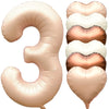 Jonhamwelbor 40 Inch Light Brown Number 3 Balloon Caramel Large Big Jumbo Giant Foil Helium Mylar Number Three Balloon With Hear