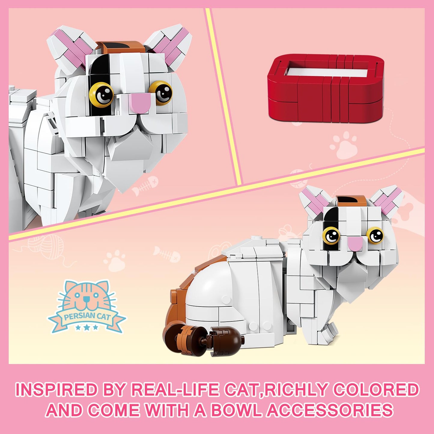Kazi Cat Building Toy Set,Cat Gift Idea For Animal-Lovers,Cat Sets For Boys And Girls Age 8-12,Persian Cat Buildable Toys For Ki